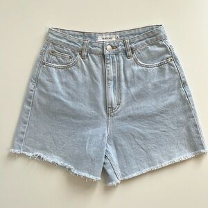 Glassons light denim high waisted shorts with frayed hem AU8 / US 4